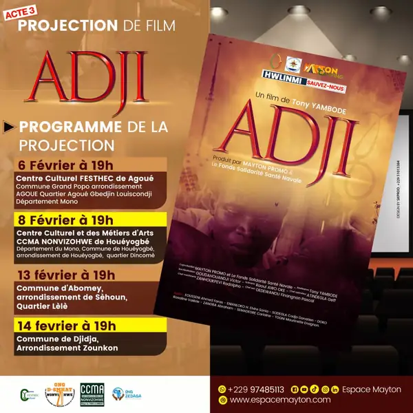 Affiche de la projection du film ADJI de Tony Yambode
